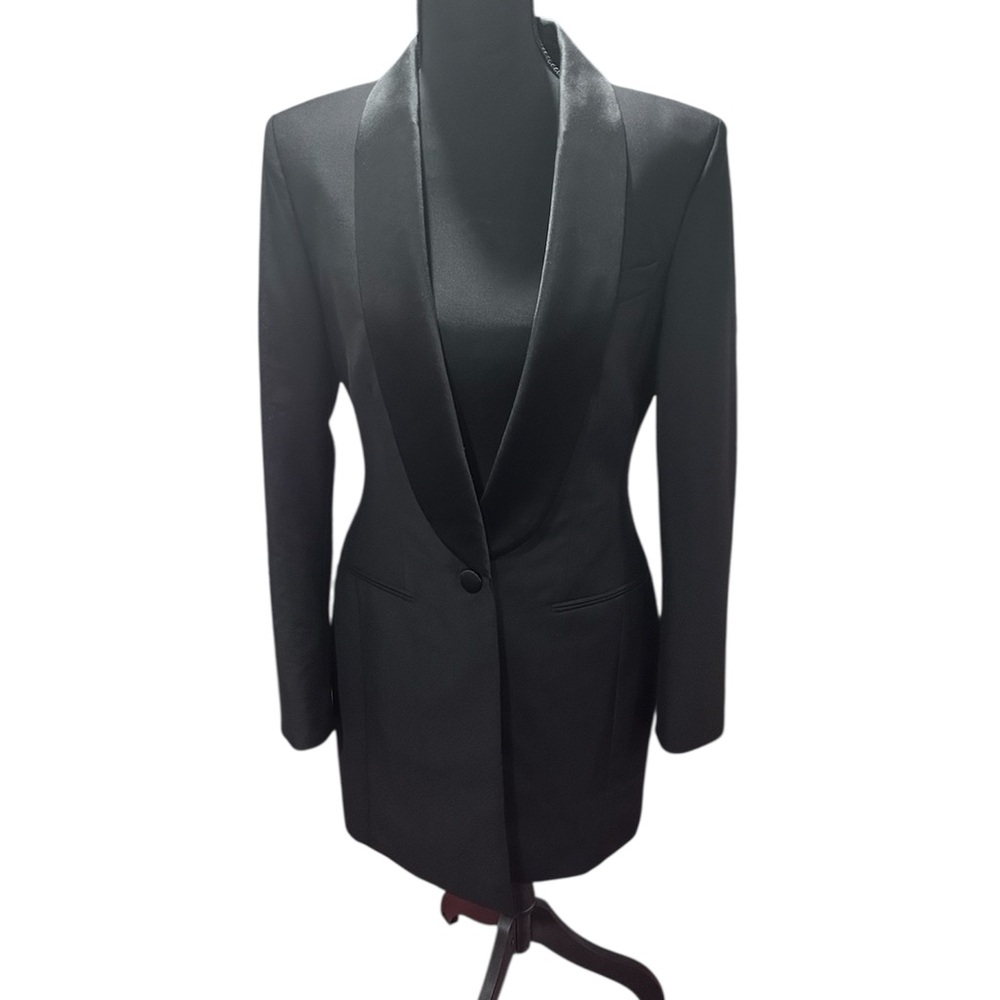Givenchy Black Satin Lapel Blazer